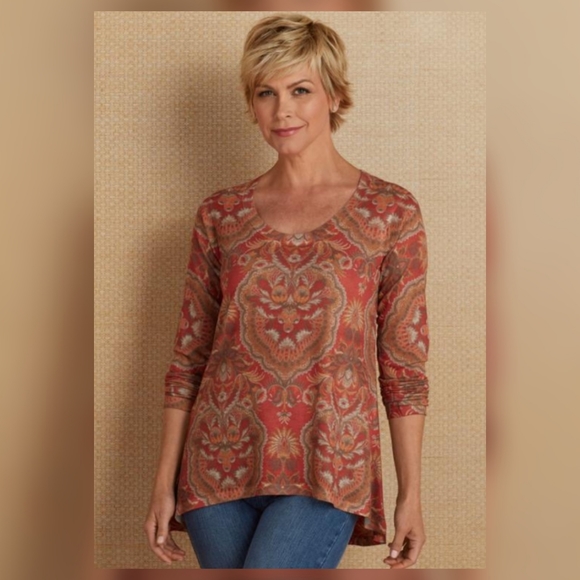 Soft surroundings Spice Market Top Size L earthy Bohemian - Picture 1 of 10